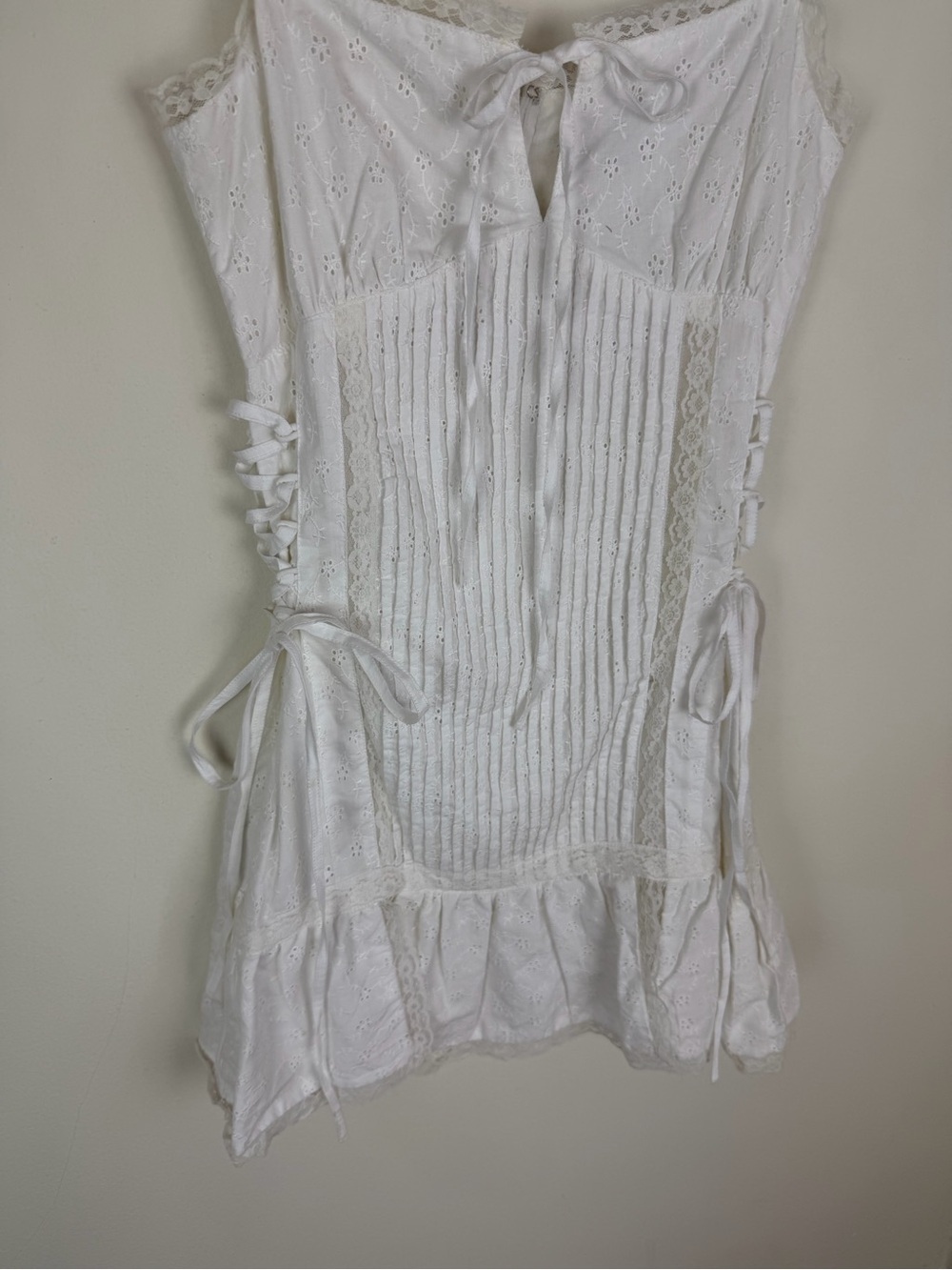 NWT Praerie White Eyelet Lace 100% Cotton Mini Dress size XS - Picture 4 of 7